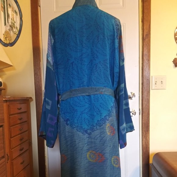 Blue Silky Robe - Picture 2 of 4